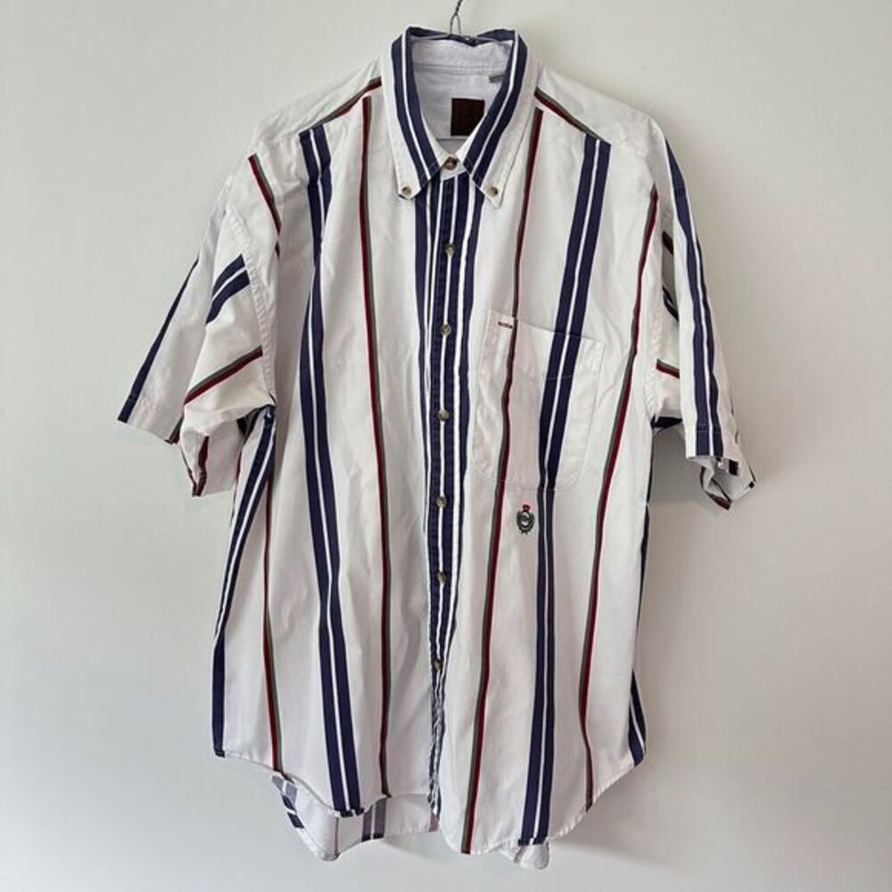 Vintage RUFI Striped Short Sleeve Button Down Shirt Size L - Picture 1 of 7
